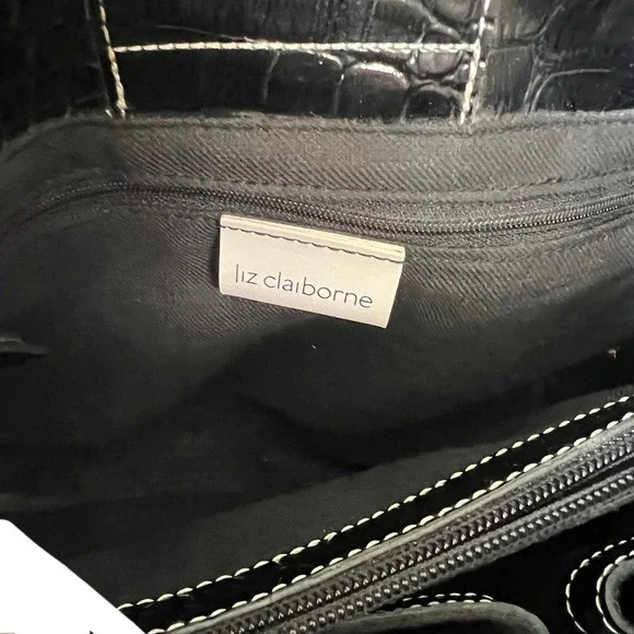 Liz Claiborne Black Vegan Leather Medium Shoulder Bag - Picture 6 of 7